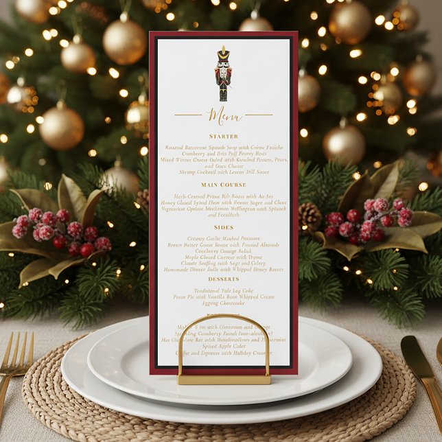 Invitation Nutcracker Christmas Holiday Dinner Red Black Menu (Créateur téléchargé)