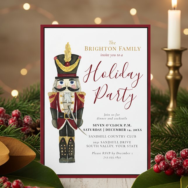 Invitation Nutcracker Classic Holiday Christmas Party Red  (Créateur téléchargé)