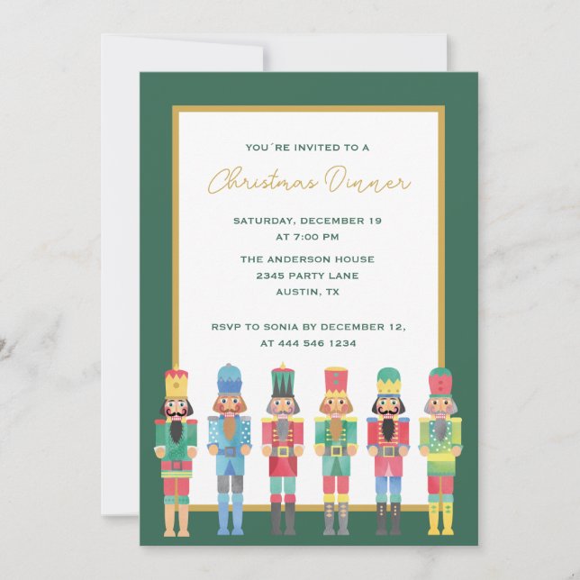 INVITATION NUTCRACKER DE COULEUR D'EAU DE NOËL (Devant)