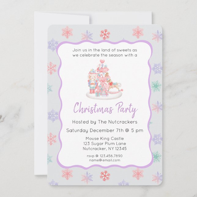 Invitation Nutcracker Pastel fête de Noël (Devant)