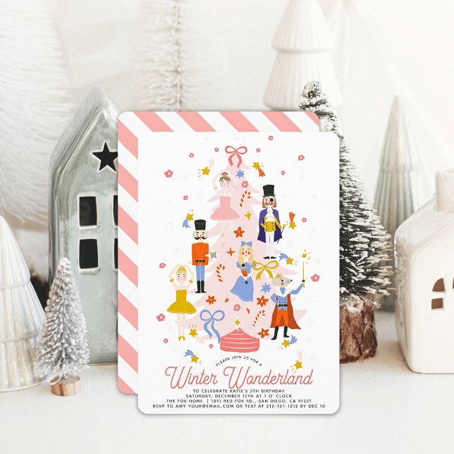 Invitation Nutcracker Pink Christmas Tree Girl Anniversaire (Créateur téléchargé)