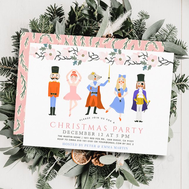 Invitation Nutcracker Rose Floral Noël Fête (Créateur téléchargé)