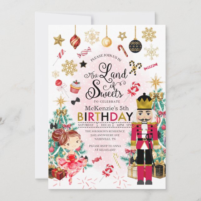 Invitation Nutcracker Sugar Plum Fée Noël Anniversaire (Devant)