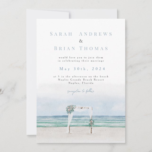 Invitation Nvitation de mariage de plage (Devant)
