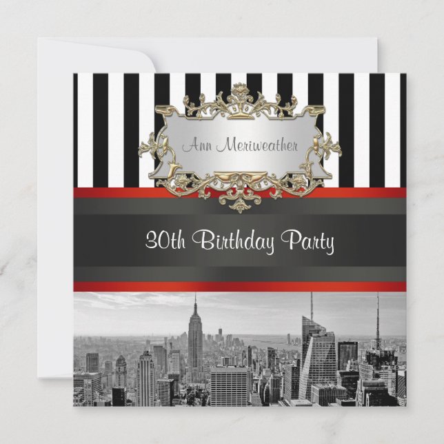 Invitation NY City Skyline BW Black White Striday (Devant)