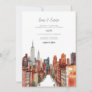 Invitation NYC New York City Watercolor Vinatge Mariage