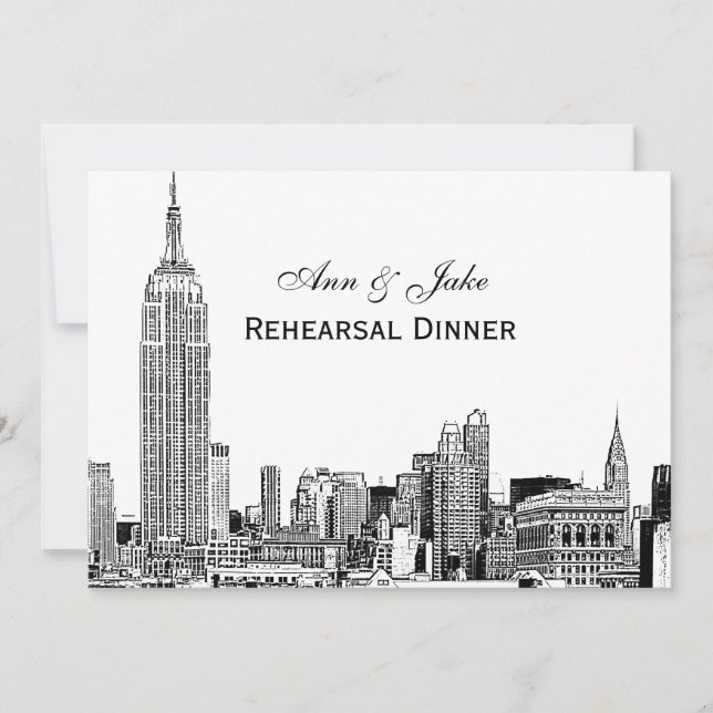 Invitation NYC Skyline 01 Etchd do-it-yourself BG Dîner de ré (Devant)