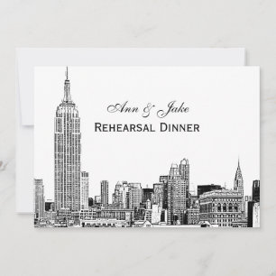Invitation NYC Skyline 01 Etchd do-it-yourself BG Dîner de ré