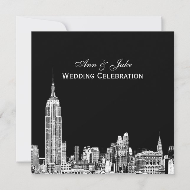 Invitation NYC Skyline 01 Etched do-it-yourself BG Color SQ M (Devant)