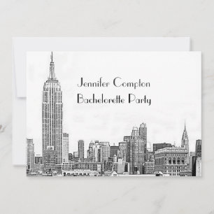 Invitation NYC Skyline 01 Etched Wht Bachelorette Party