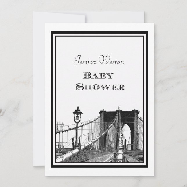 Invitation NYC Skyline Brooklyn Bridge #2 Baby shower do-it-y (Devant)