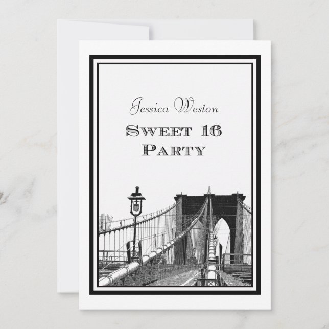 Invitation NYC Skyline Brooklyn Bridge #2 do-it-yourself Swee (Devant)