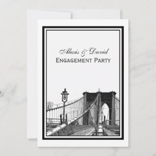 Invitation NYC Skyline Brooklyn Bridge #2 Fiançailles