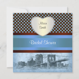 Invitation NYC Skyline Brooklyn Bridge Bateau 4P Fête des mar