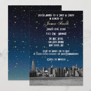 Invitation NYC Skyline no 3 Starry Blu Sunset Sweet 16 V