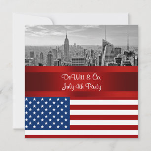 Invitation NYC Skyline USA Drapeau rouge blanc bleu