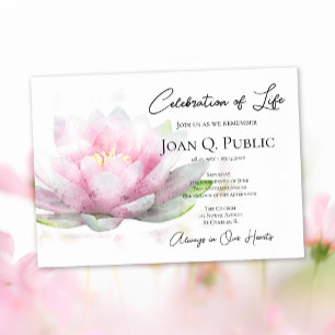 Invitation Nymphéa rose aquarelle célébration de la vie