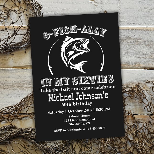Invitation O-fish-ally Dans mes cinquante 60e anniversaire (Créateur téléchargé)