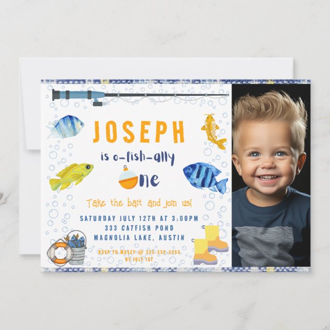 Invitation O Fish Ally One Fishing 1er Anniversaire Photo (Devant)