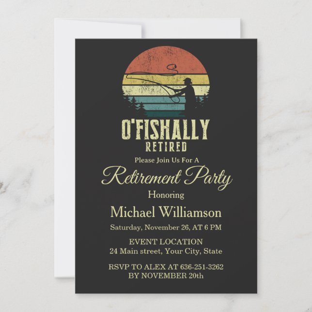 Invitation O-fish-ally Retired fishing retirement party (Devant)