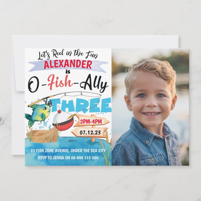 Invitation O-Fish-Ally Trois Pêche 3e anniversaire Photo (Devant)