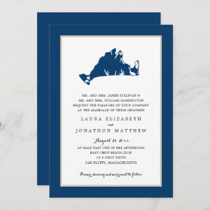 Invitation Oak Bluffs Marthas Vignoble Blue Map Mariage Invit