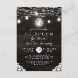 Invitation Oak Ridge Bois rustique & dentelle Réception de ma