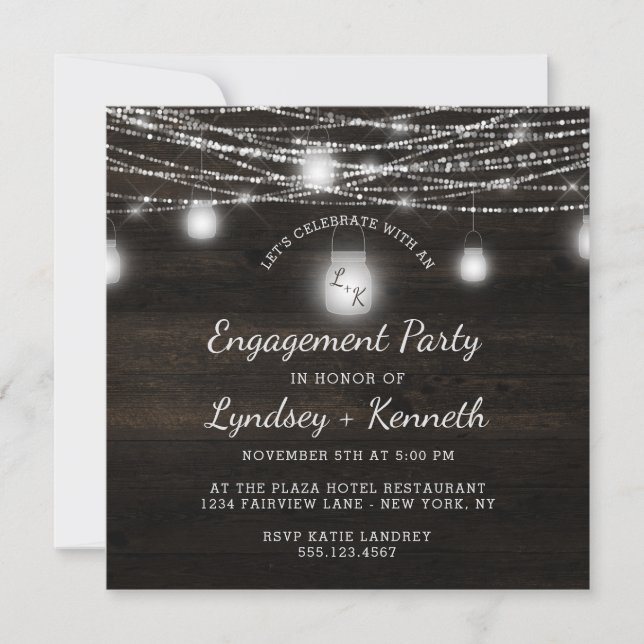 Invitation Oak Ridge Rustic Fêtons la fête d'engagement (Devant)