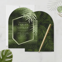 Oasis Olive Abstrait Feuille de Palmier en Feuille