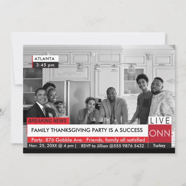 Invitation Obama Thanksgiving Party Rompre la valeur des nouv (Devant)