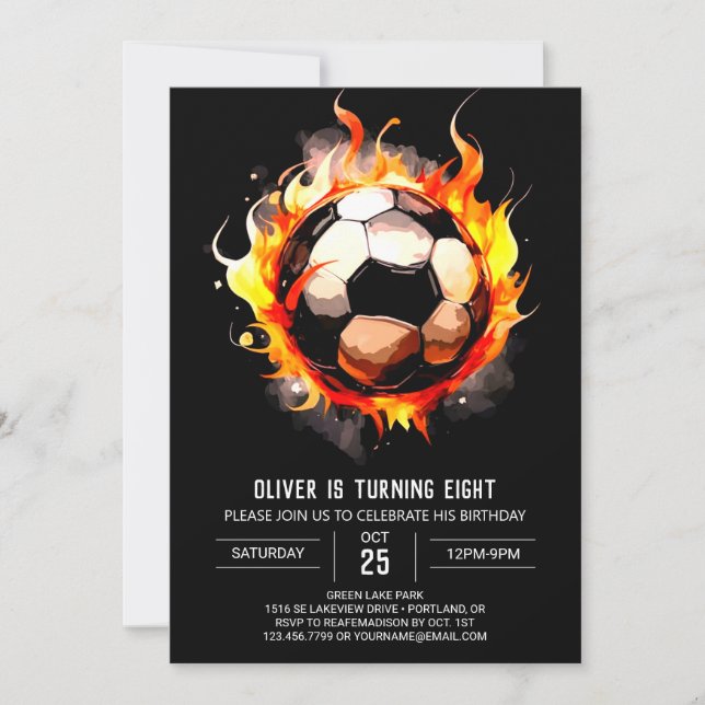 Invitation Objectif élégant Football éditable Anniversaire (Devant)