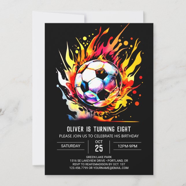 Invitation Objectif élégant Soccer imprimable Anniversaire (Devant)