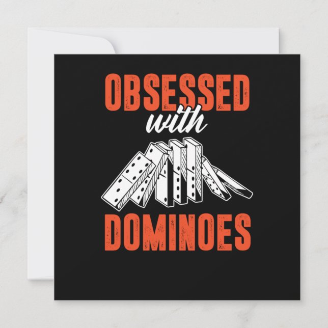 Invitation Obsédée Avec Dominoes Carreaux Puzzler Jeu Cadeau (Devant)