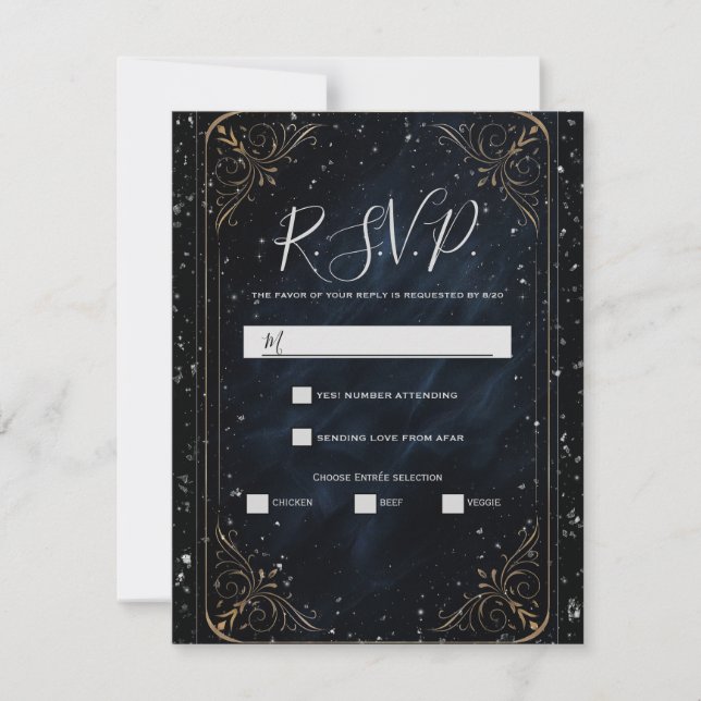 Invitation Obsidian Oracle Midnight Elegance Wedding RSVP (Devant)