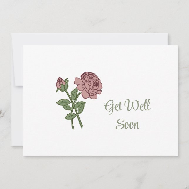 Invitation Obtenez Bien Bientôt Minimal Floral Simple (Devant)