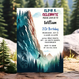Invitation Obtenez Boy Tree Fun Cliff Rock Escalade 21e anniv