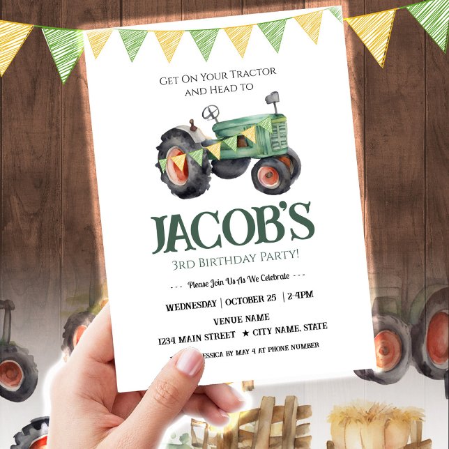 Invitation Obtenez votre tracteur 3ème anniversaire (Créateur téléchargé)