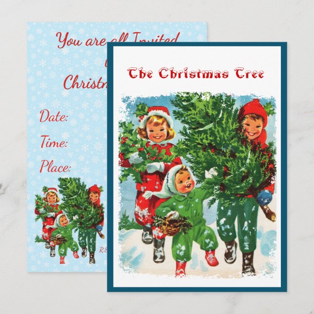 Invitation Obtenir l'arbre de Noël (Devant / Derrière)