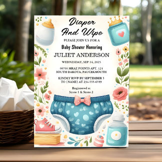 Invitation Obtenir Post Papa Pink Bleu Papier et essuyer Baby