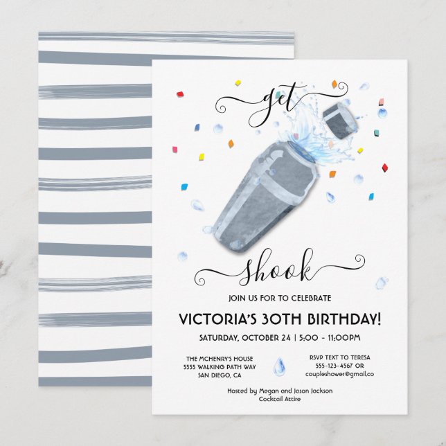 Invitation Obtenir Shok Cocktail Shaker Party (Devant / Derrière)