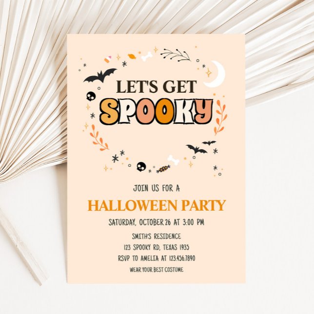 Invitation Obtenons Éffrayante belle fête d'Halloween (Cute Lets Get Spooky Halloween Party Invitation)