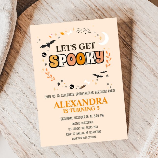 Invitation Obtenons Éffrayante belle fête d'Halloween (Cute Lets Get Spooky Halloween Birthday Party Invitation)