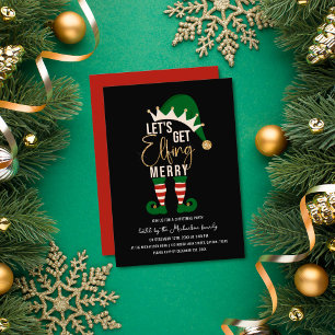 Invitation Obtenons Elfing Joyeux Elf Parties scintillant d'o