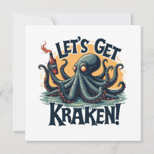 Invitation Obtenons Kraken Funny Rum Boire du poulpe