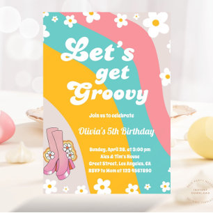 Invitation Obtenons Super marguerite arc-en-ciel Hippie naiss