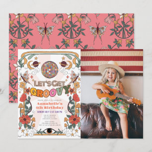 Invitation Obtenons Super Retro Photo Girl Anniversaire