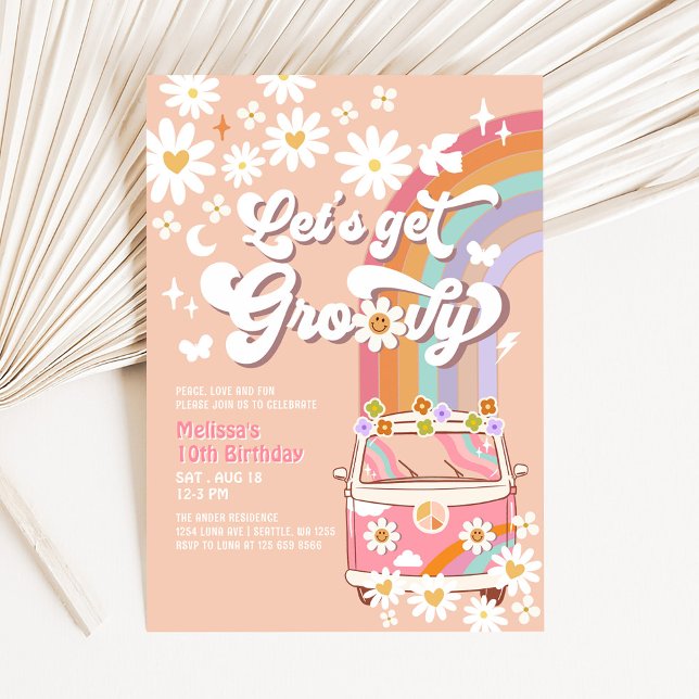 Invitation Obtenons Super rose Super Van Daisy Anniversaire (Créateur téléchargé)