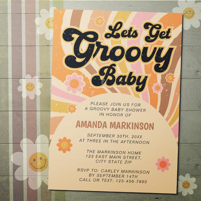 Invitation Obtenons un Baby shower rétro Super (Créateur téléchargé)
