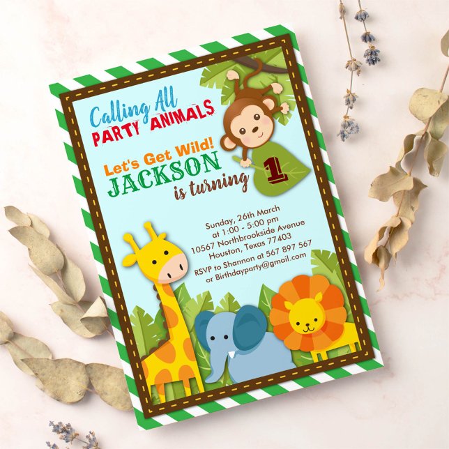 Invitation Obtenons Wild Safari Aventure Anniversaire (Créateur téléchargé)