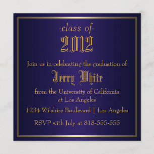 Invitation Obtention du diplôme de bleu et d'or